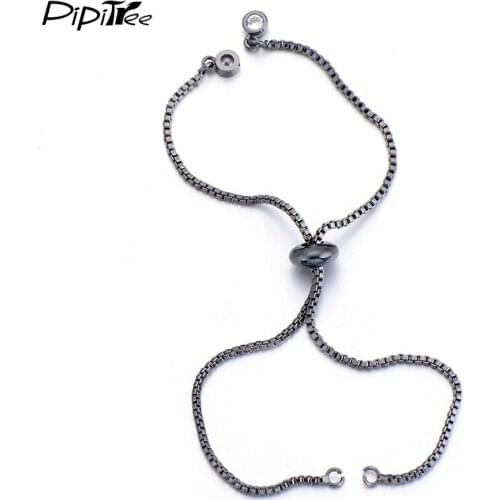 Pipitree Simple Adjustable Thin Bracelet Chain with CZ Zircon Crystal Copper Alloy Snake Chain Jewelry Findings Accessories 26mm