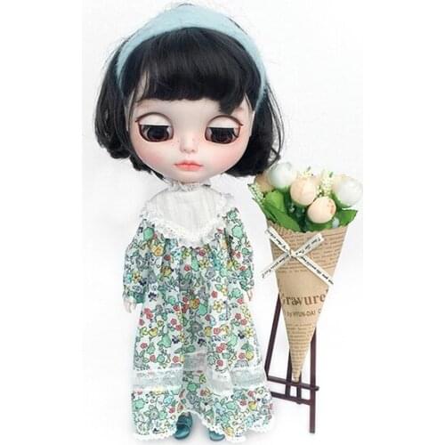 BJD doll dress is suitable for 1/6 size Blythes and long vintage floral dress doll accessories