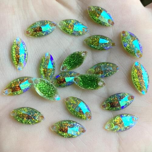 400pcs 7*15mm Horse eye Rhinestones Crystal Acrylic Resin Flatback glitters for DIY accessory 2 holes -E016*5