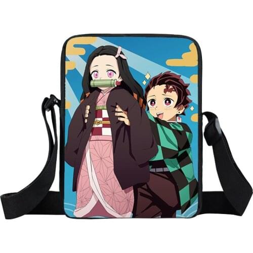 Anime Demon Slayer Kamado Tanjirou Kamado Nezuko Agatsuma Zenitsu Oxford Shoulder Messenger Bag Portable Outdoor High Capacity