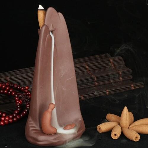 Creative Mountain Incense Burner Censer Ceramic Backflow Incense Cones Stick Holder Buddhist Temple Teahouse Bouddha Decoration