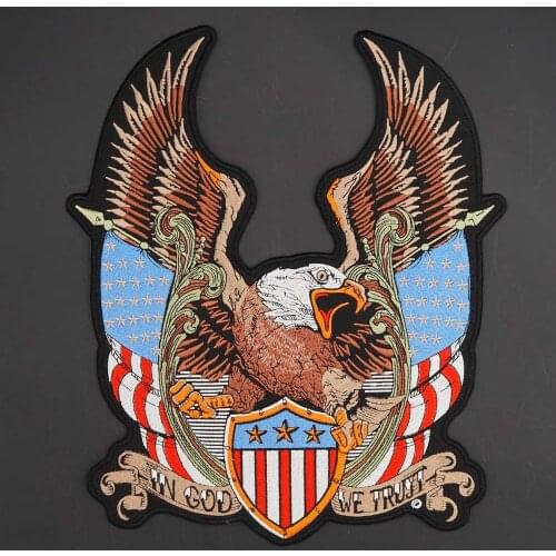 IN GOD WE TRUST Large Cloth Patch Motorcycle Locomotive Eagle Embroidery Sticker Badge Cloth Leather Jacket Decoration