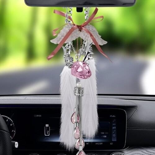 High Quality Crystal Car Decoration Pendant Rearview Mirror Pendant Car Interior Accessories ]