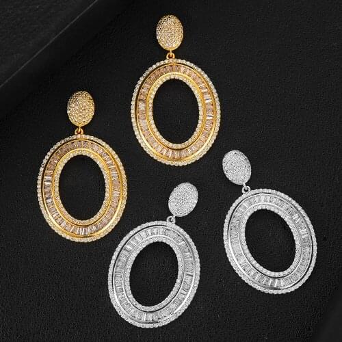 GODKI Earrings for Women Oval Drop Earring western earrings setting AAA CZ stone fashion jewelry Free shipment birthday gift