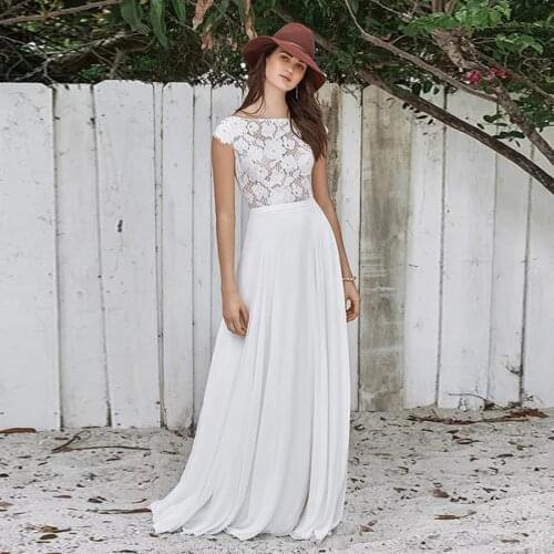 Allover Lace Bodice with Keyhole Back Outdoor Wedding Dress Sleeveless Simple Bridal Dress Vestido De Novia Baratos Con Envio