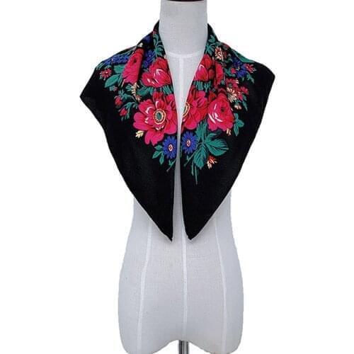 Women lady Muslim Flower Folk-Custom Square scarf Wrap Shawl Travel Scarve Indian Africa Headband Muslim Sets Turbante 2020