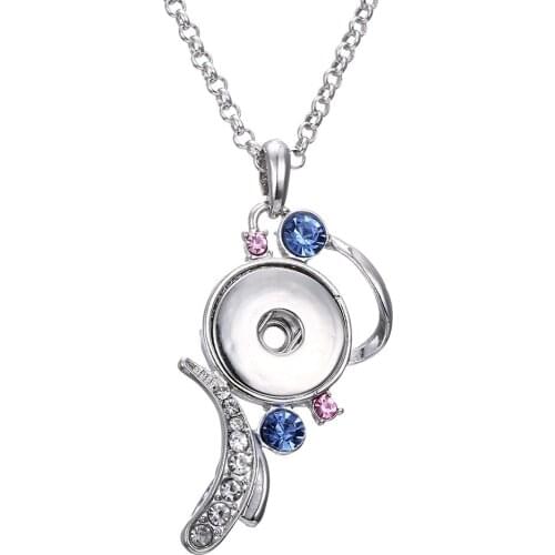 2 Colors Snap Button Jewelry Tassel Pendant Necklace with Link chain Fit 18/20mm The Bloomer Snap Necklace Jewelry Women