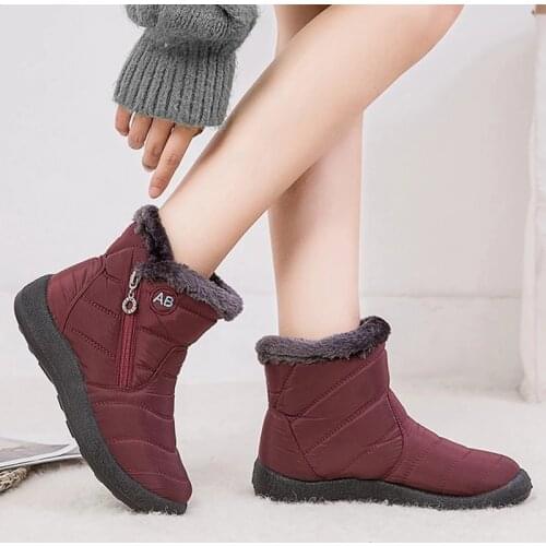 Winter Boots 2020 Women Ankle Boots Cotton Fabric Femmes Bottes Plush Shoes Ladies Booties Waterproof Shoes Warm Winter Boots