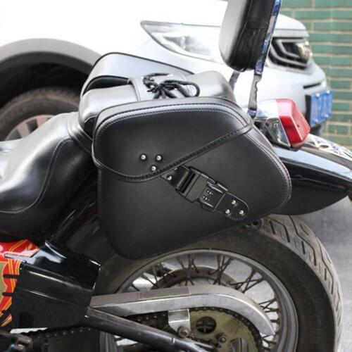 1 Pair Universal Motorcycle Saddlebag Model Side PU Leather Luggage Saddle Bag Retro Locomotive Bag Storage Tool Pouch