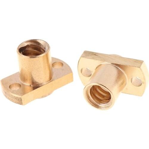 1pc High Quality T8 Brass Nut H Flange Copper Nut For T8 Lead Screw Pitch 2mm Lead 2mm/8mm