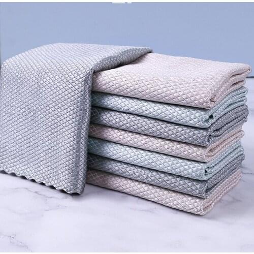 10 Pcs/set Microfiber Fish Scale Wipe Cloth Home Kitchen Cleaning Towels Glass Without Watermark Absorbent Cleaning Cloth