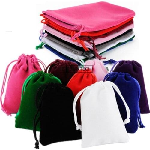 100pcs/lot High Quality Velvet Pouches Bags Custom Drawstring Bag Jewelry Earring Necklace Size 15cmx20cm