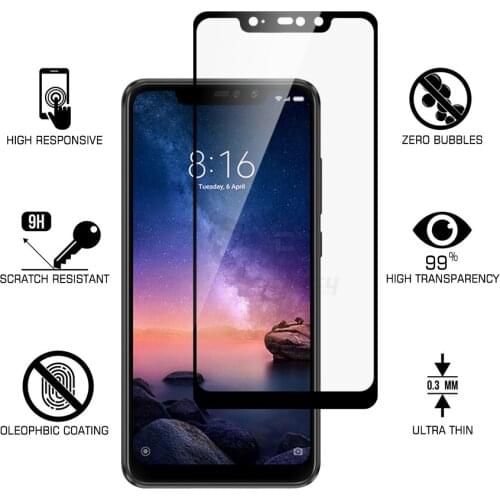 2PCS Full Gule Cover Glass for Xiaomi Redmi Note 6 Pro 6.26" Screen Protector Tempered Glass Protective Film Glass FOR NOTE 6PRO