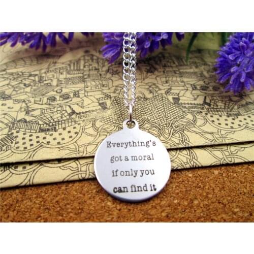 3pcs/lot Fashion stainless steel necklace "everythings got a moral if only you can find it"necklace more style for choosing