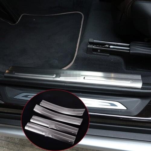 4pcs/set Stainless Steel Inside Door Sill Scuff Threshold Plate For BMW X1 F48 2016-2019 Car Accessories and Parts