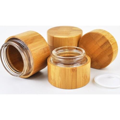 50g 30g Wooden Bottle CBD Cream Container skin care cream Jars For Cosmetic Containers Empty Bamboo glass Makeup Bottle With Lid