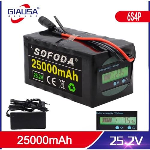 6s4p 24V 25Ah 18650 Battery Lithium Battery 25.2v Electric Bicycle Moped /Electric/Li ion Battery Pack with Capacity Indicator