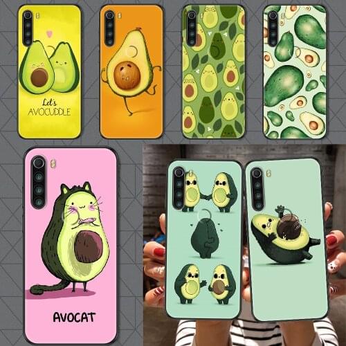 Avocado Aesthetic Cute Cartoon Phone case For Xiaomi Redmi Note 7 7A 8 8T 9 9A 9S 10 K30 Pro Ultra black soft hoesjes 3D