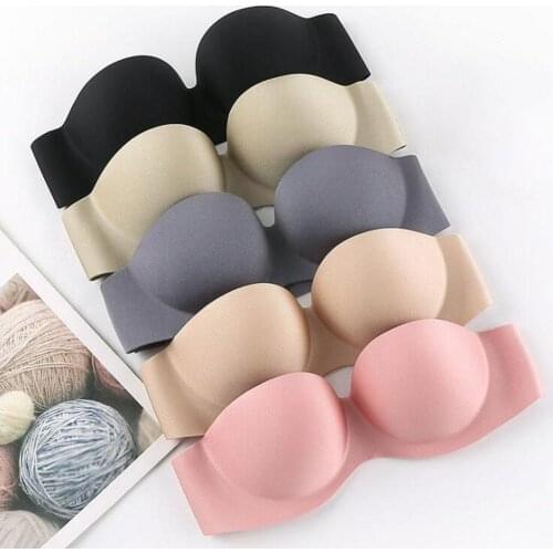 Bra Strapless Push Up Padded Invisible Clear Back Straps Free Women Bridal Underwear Sexy Multiway Bra Female Lingerie Wire F2C1
