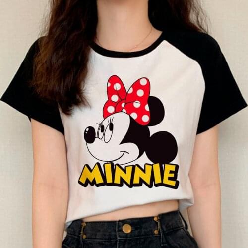 Disney Summer Tops Mickey Mouse Women T-shirt Kawaii Minnie Mouse Graphic Tees Unisex Funny Couple Cute 90s T-shirt Female