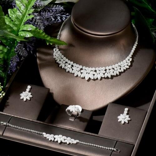 HIBRIDE Leaf Fashion Cubic Zirconia Women Engagement Party NightOut Bridal Wedding Jewelry Set for Women bijoux femme N-1800