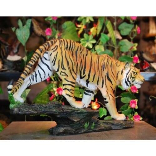 SIMULATION TIGER ART SCULPTURE FIGURINE FENG SHUI ANIMAL STATUES RESIN CRAFTS HOME DECORATION ACCESSORIES 15 INCH R524