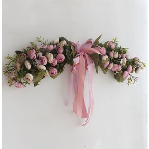 Simulation wreath rose garland threshold artificial flowers wreath DIY wedding party home door decor threshold flowers gift