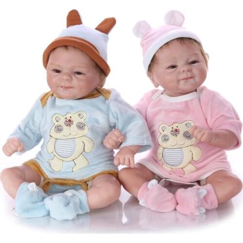 Reborn Twins baby doll boy girl lifelike 17 inch soft silicone newborn baby dolls alive children gift present bonecas