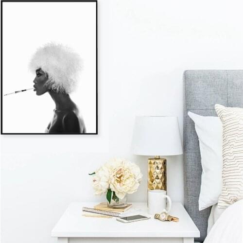 Fashion Poster Canvas Wall Art Prints African American Black Woman Top Model Painting Girls Room Wall Art Decor