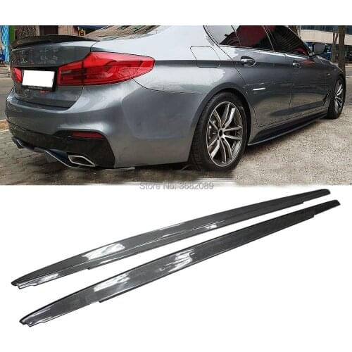 MP Style 2PCS Real Carbon Fiber Side Skirts Body Kit For BMW G30 G31 5-Series 4 Door Sedan M-Sport F90 M5 2017-2020 2018 2019