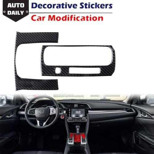 Fit For HONDA CIVIC G10 10th 2015-2019 Carbon Fiber Stickers Gear Shift Control Panel Trim Cover Decorative Sticker