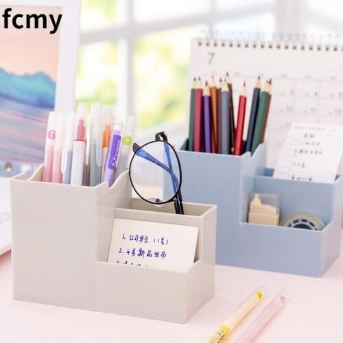 Desktop Pen Holder Organizer Multi-functional Stationery Container Storage Cosmetics Makeup Rack Desk Organizer Stationery Squar