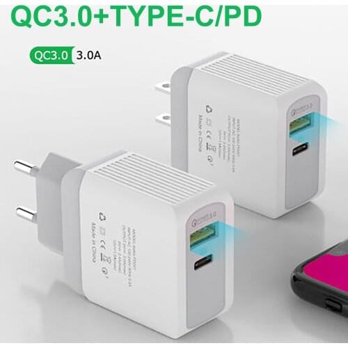 Portable PD 18W QC 3.0 Fast Charging Mobile Phone Quick Charger Plug Adapter