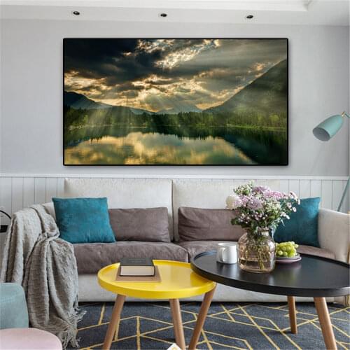 Poster Canvas Painting Modern Nature Landscape Posters and Prints Lake Mountain Wall Art Pictures For Living Room Home Decor