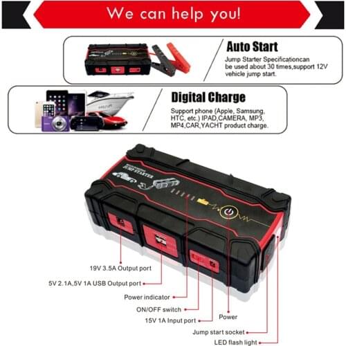 12V 82800mAh Car Jump Starter Vehicle Battery Power Bank Multifunction Car Charger Car Battery Booster Emergency Power Supply
