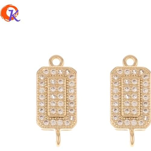 Cordial Design 40Pcs 7*16MM Jewelry Accessories/Earring Findings/Rectangle Shape/Hand Made/CZ Connectors For Bracelet/DIY Making