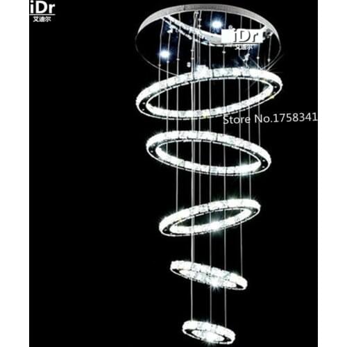 5 circle ring Modern minimalist penthouse floor living room led Ceiling Lights creative villa long circular staircase lights ER1