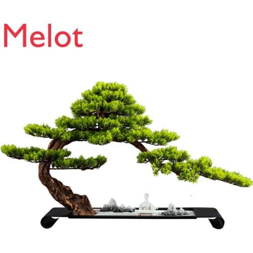 Greeting Pine Sand Table Landscaping New Chinese Style Living Room Entrance Beauty Pine Tree Tree Bonsai Green Plant Modeling