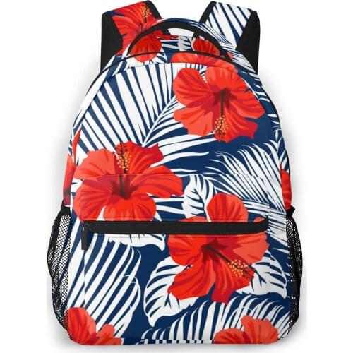 Tropical Flowers And Palm Leaves Backpack School Bags Casual for Teenager Girls Shoulder Bag Travel Bags