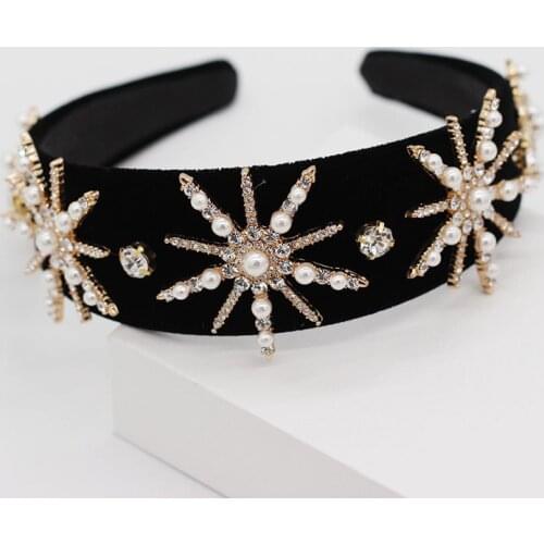 Baroque heavy fabric fabric color particles rhinestones stars pearl fashion dance catwalk street travel tourism headband 957