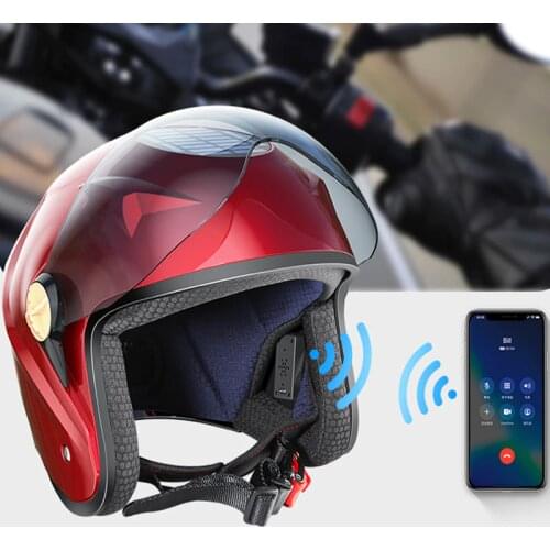 Electric Motorcycle Helmet Intelligent Bluetooth Connection Air Conditioning Fan Solar Charging ABS Material Automatic Heat Diss