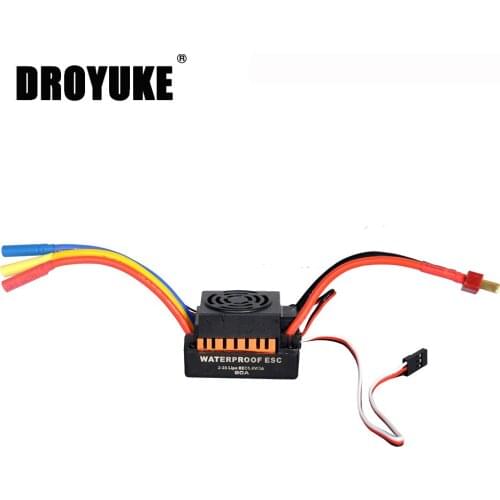 Droyuke Waterproof 60A RC Brushless ESC BEC Car Parts Electric Speed Controller with 5.5V 3A BEC for 1/10 RC Car Truck