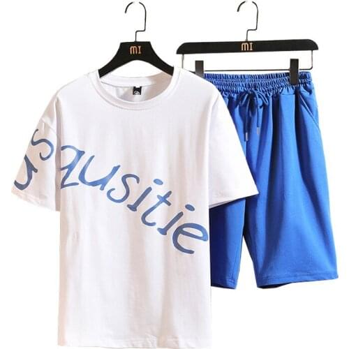 High Quality 2020 Summer 2 Pieces Set Plus Size 5XL Men Fashion Letter Printed T-shirt and Short Set
