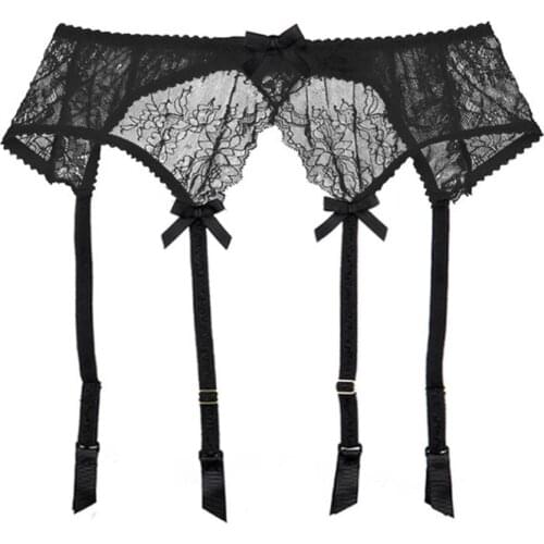 Women Lace Garter Sexy Stockings Garters Belts Floral Lace Black Underwear