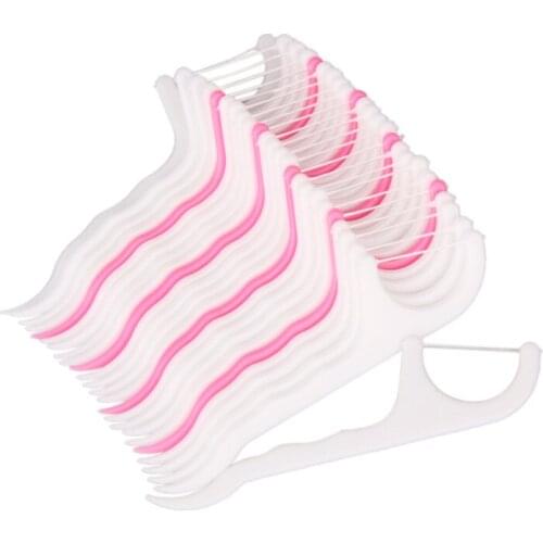 50pcs/lot Dental Flosser Interdental Brush Clean Teeth Stick Plastic Toothpicks Floss Oral Hygiene Home Use