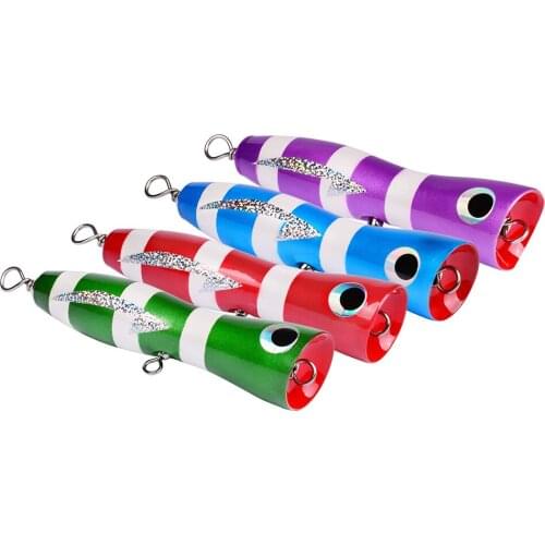 17.5cm 62g Wood Baits Topwater Boat Fishing Lures Fishing Tackle 4 Colors VALHALLA Popper Saltwater Wood Lures