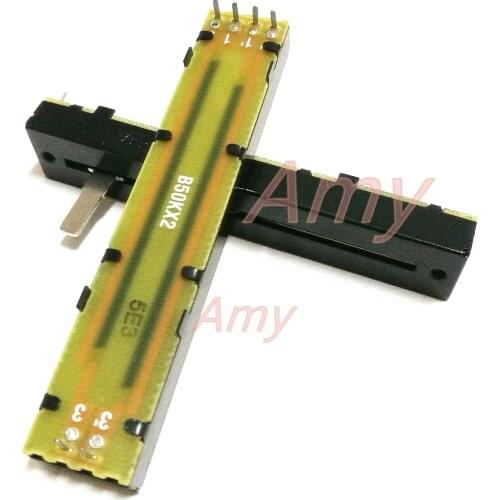 5pcs/lot 7.5 cm long track sliding potentiometer B50K*2 shaft length 15MM