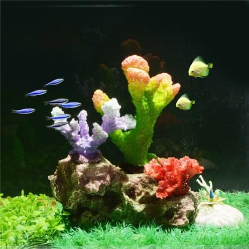 Aquarium Decorations Resin Corals Fish Tank Cave Stone DIY Mountains for Aquarium Fish Tank Ornaments Removable Artificial Plant