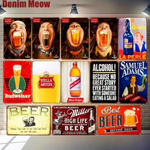 Alcohol Plaque Wine Vintage Metal Tin Sign Miller Mezcal Poster Pub Bar Club Decor Cold Beer Advertising Wall Art Decor N295