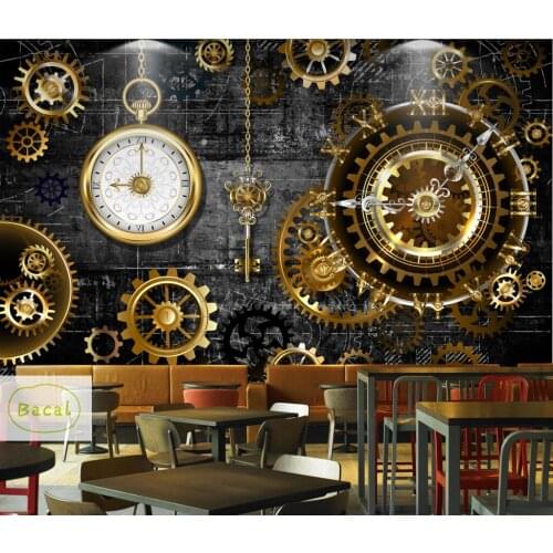 Bacal Custom wallpaper 3D European retro Large Clock industrial wind Living room TV sofa background wall murals 3d wallpaper